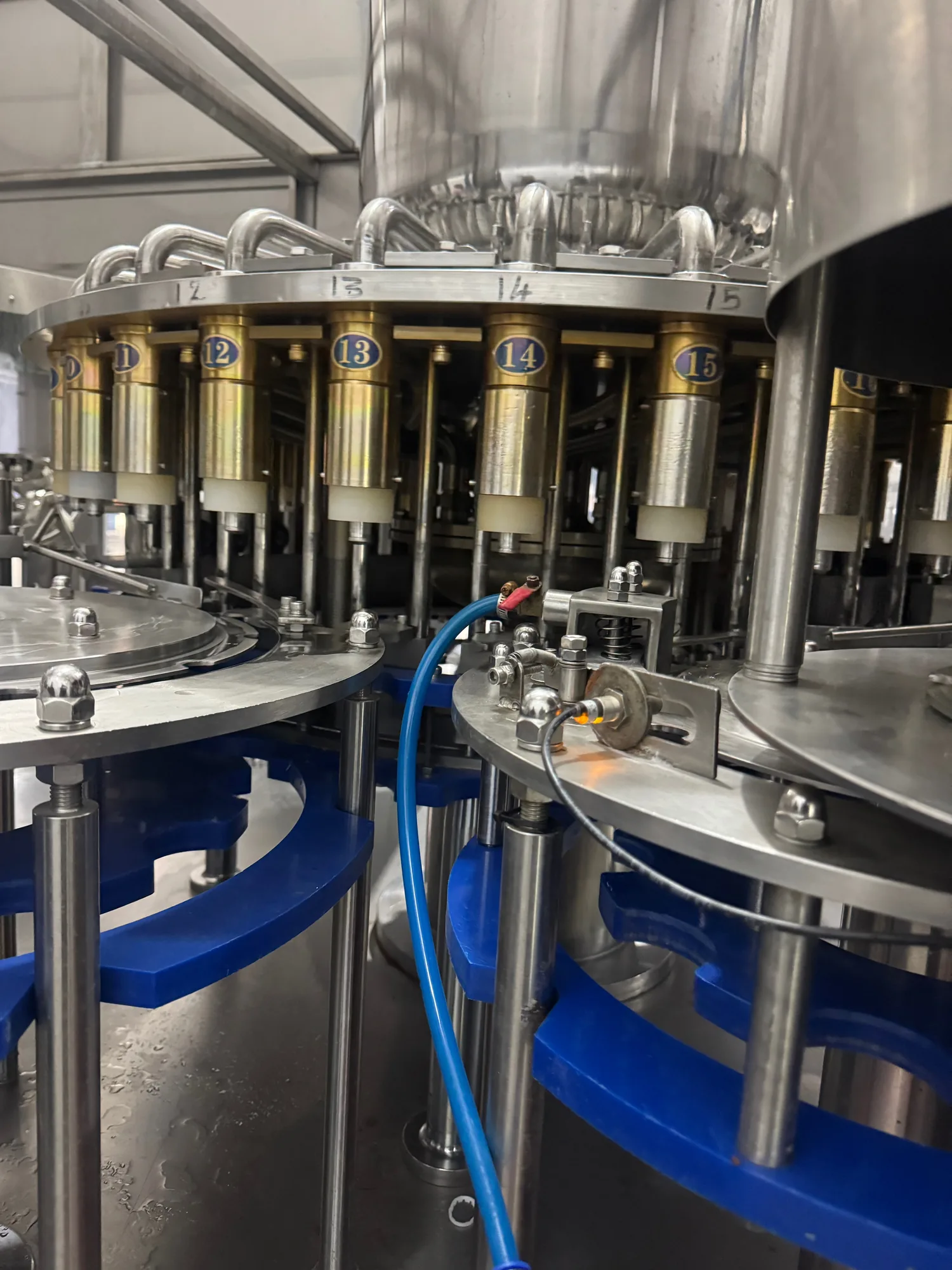 Rotary bottling line at a beverage plant