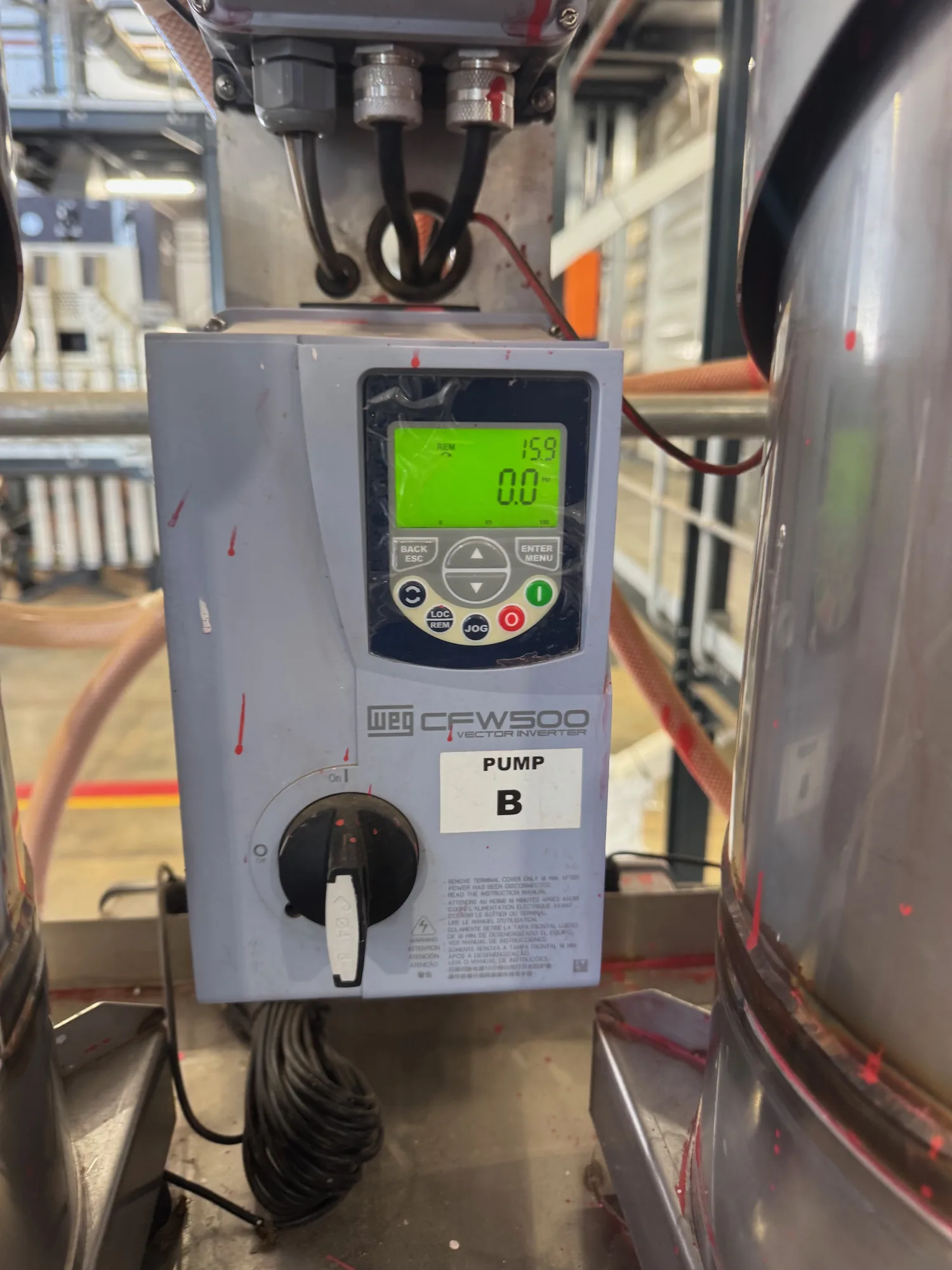 Drive on a pump at a Bayer plant